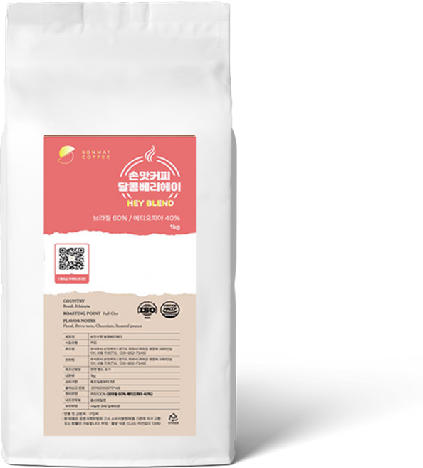 [원두커피 무료배송] 갓 볶은 신선한 달콤베리한향미(홀빈) / 손맛커피 전용원두 달콤베리헤이 (HEY), 1kg, 홀빈(분쇄안함), 1개
