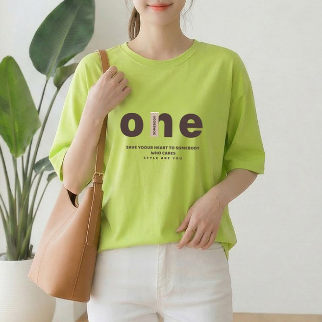 1장 (2장세트 장당7450) 스타일아유 여성 여름 오버핏 반팔 티셔츠 곰돌이 피카 포인트 미니 자수 프린트 루즈핏 롱박스티 TS3932