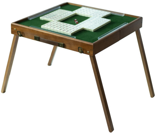 브릿지오 접이식 마작 보드게임 체스 홀덤 포커 카지노 딜러 블랙잭 탁자 높이 조절 테이블 게임 세트 마호가니 목재 휴대용 게임 탁상