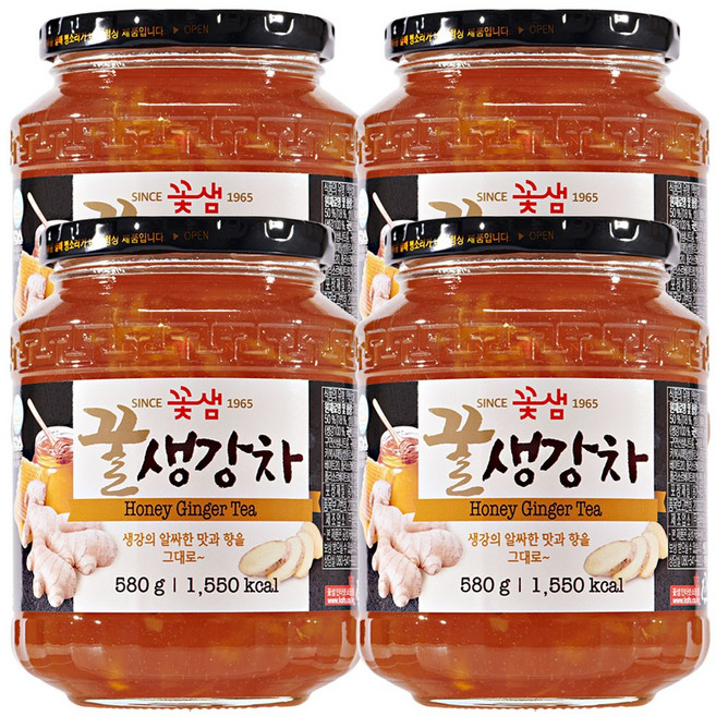꽃샘 꿀생강차, 580g, 4개, 1개입