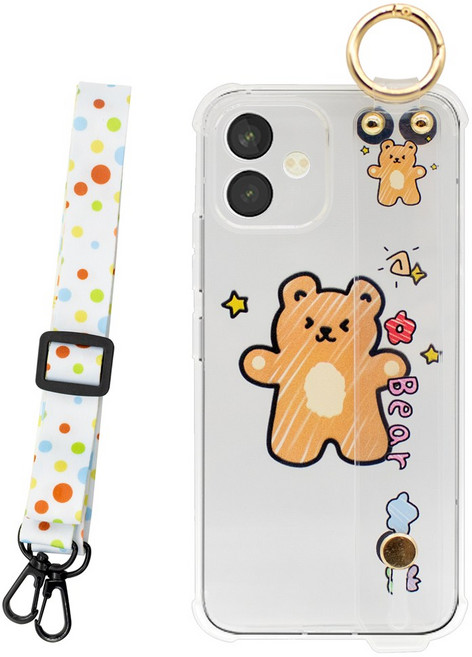 폰플리 캐릭터 투명 목걸이 휴대폰 케이스