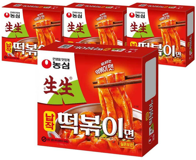 농심 생생 납작 떡볶이면, 258g, 4개