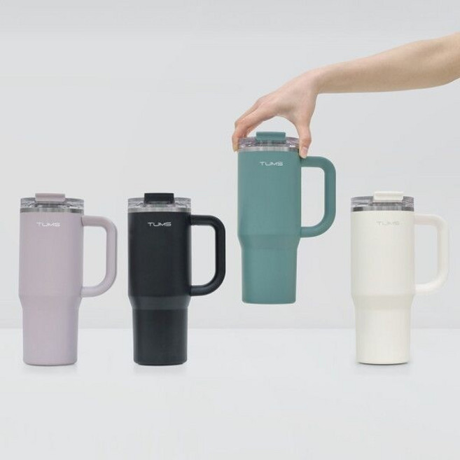 [텀스] [1+1] 플립 스트로우 대용량 텀블러 900ml, 애쉬라벤더+애쉬라벤더