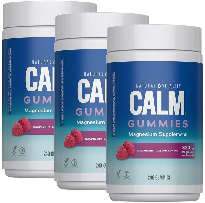 내추럴 바이탈리티 캄 마그네슘 시트레이트 구미 라즈베리 레몬맛 Natural Vitality CALM Magnesium, 3개, 240정