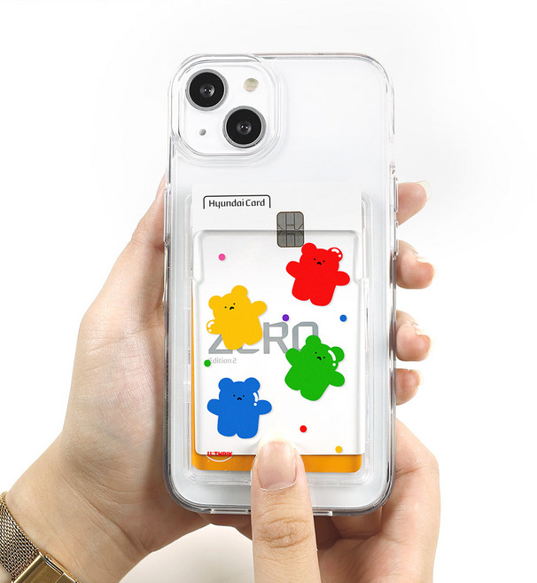 곰돌레인저 카드2장 수납 클리어 젤하드케이스