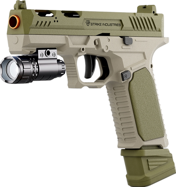 軟彈槍 機械連發 拋殼金屬 自動解壓玩具, 1個, K002【軍綠色 戰術槍燈版】SIG17, 軍綠色