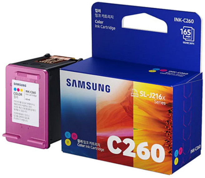 삼성전자 정품잉크2개 M260 + C260 / 삼성잉크젯 복합기 SL-J2160W SL-J2165W 에 사용, 1개, 칼라 정품잉크 (C260)