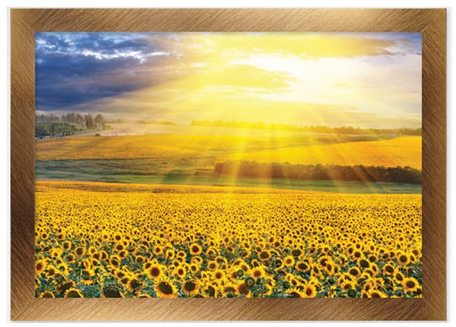 퍼즐코리아 해바라기들판의 일몰 미니퍼즐 2000피스 직소퍼즐액자 PK2000-3202, 퍼즐+우드골드액자, 1개