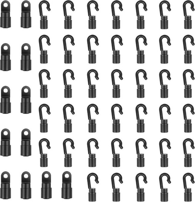 다용도 로프 타프줄 줄 끈 1/4인치 코드 터미널 엔드 탭이 있는 S 오픈 후크 엔드에 카약용 스트레이트 후크가 40개의 번지 쇼크, 40pcs