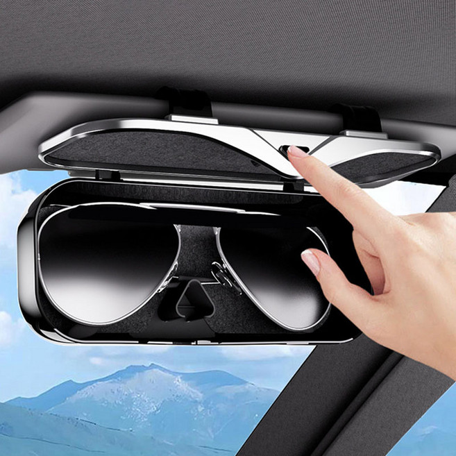콜콜러브 차량용 선글라스 거치대 다용도 수납 차량 안경 케이스 선바이저 수납 자동 차용품, 1개, 블랙