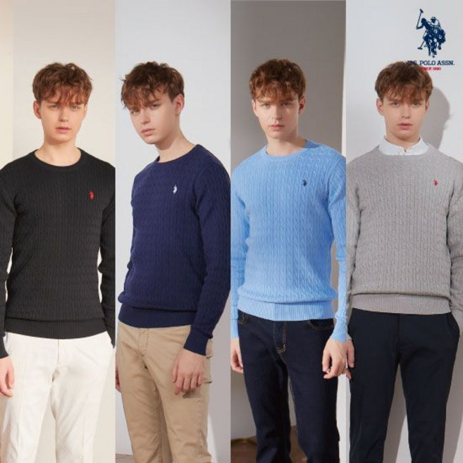 [U.S. POLO ASSN.] 화이트라벨 케이블 니트 남성 CMP20-KT101