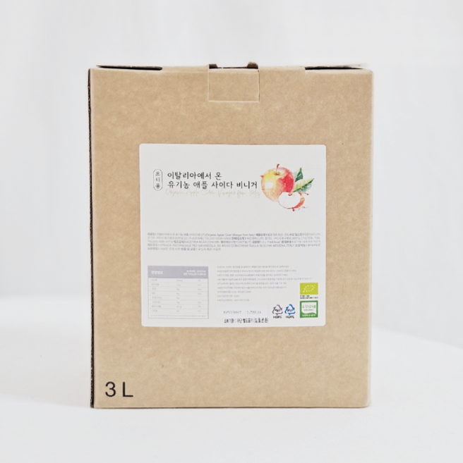 프티봉 이탈리아에서 온 유기농 애플사이다비니거 3L BIB 대용량 애사비, 1개