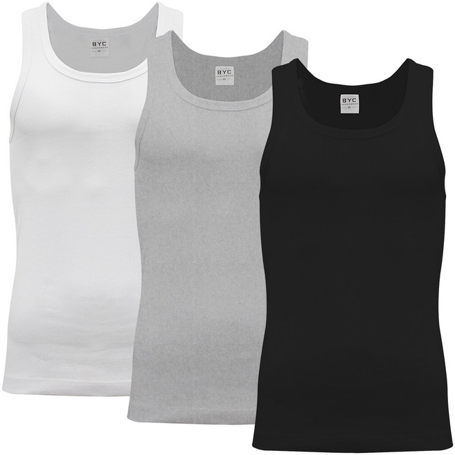 BYC 순면 골지 망고나시 3매세트 / 레이서백 남자 스포츠런닝