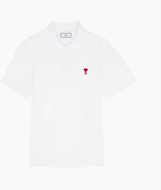 아미 남녀공용 하트로고 폴로 반팔티 블랙 BFUPL001 760 001, 화이트(White)