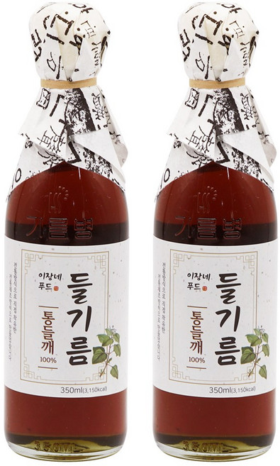 이장네 저온압착 참 고소한 통들기름100퍼센트_, 2개, 350ml