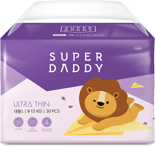 슈퍼대디 울트라씬 팬티형 기저귀, 대형(L), 30매