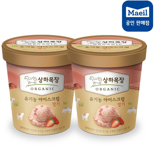[매일유업] 상하 아이스크림 딸기 파인트(474ml), 474ml, 2개