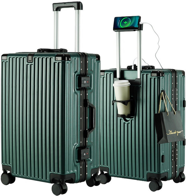 REGESY 캐리어 알루미늄프레임 경량화 저소음 360도 회전 USB 충전포트 핸드폰 거치대 중대형 기내용 여행용 캐리어