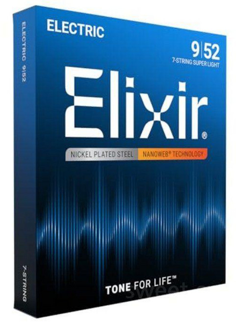 Elixir Strings 엘릭서 현 일렉트릭 기타 6현 세트 라이트 10-46, 7현 세트, 중간 등급 (.011-.059)