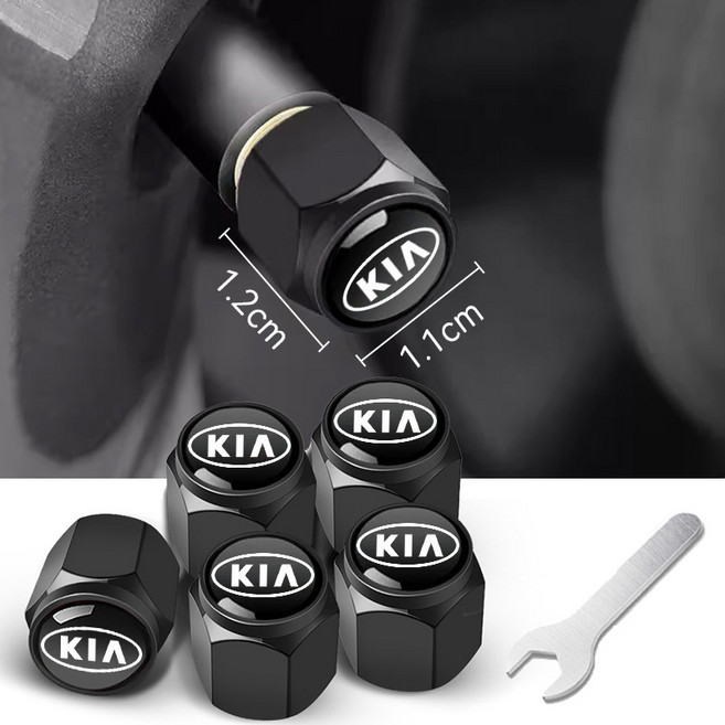 자동차 도난 방지 금속 타이어 밸브 캡 밸브 코어 커버 타이어 밸브 캡 노즐 캡 개성 개조 공용, 흑색, 5개