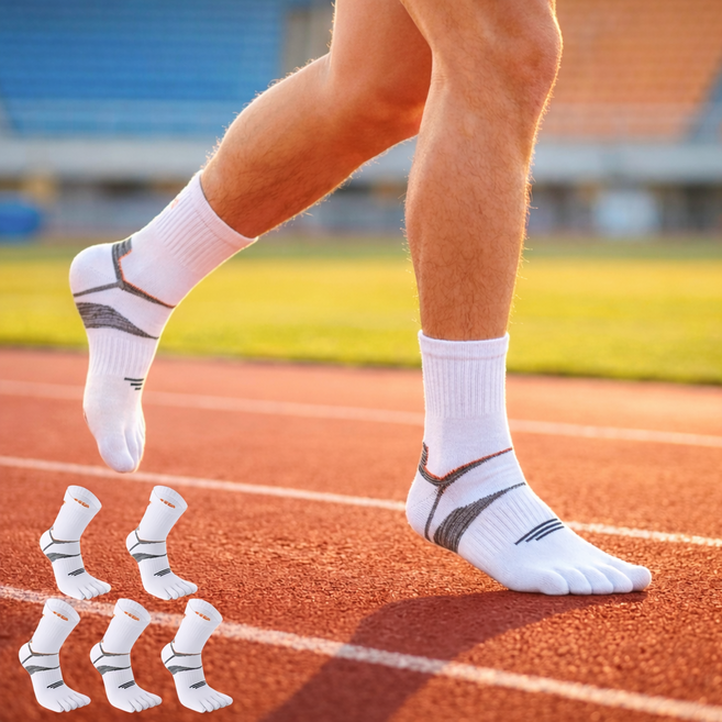 FOOTUNE 남성 스포츠 발가락 양말 중목 5켤레