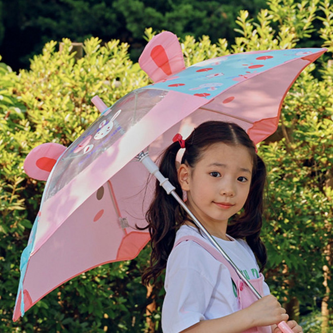 윙하우스 로라앨리 프렌즈 블런트 50 우산 한폭 투명창 시야 확보 반자동 장우산