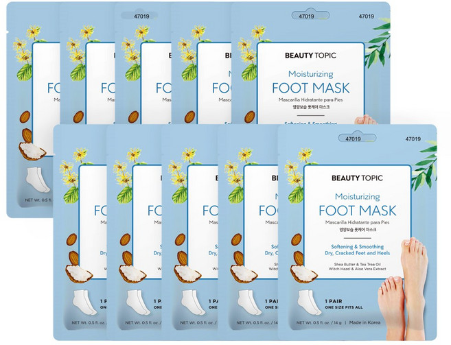 매직브라이트 촉촉한 발팩 겨울 보습 각질제거 풋팩 수분공급 양말 홈케어 풋마스크팩, 코코넛 발팩, 1개, 10매, 14g