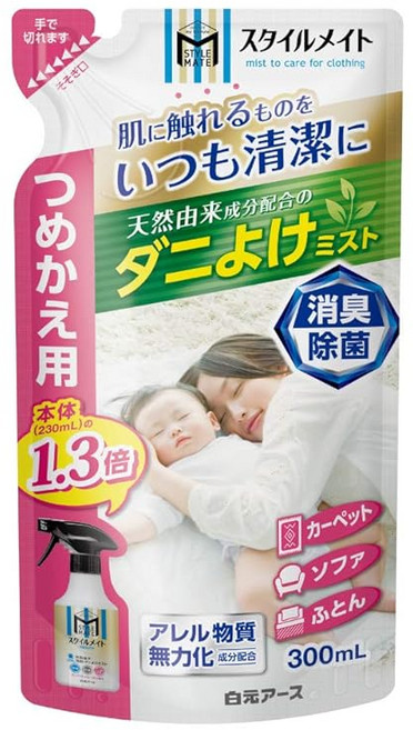 스타일메이트 시라모토 어스 미세스 로이드 천 제품 탈취 진드기 방지 미스트 리필용 300ml 런드리 로즈 향 탈취 스프레이 꽃가루 의류 인형 담배