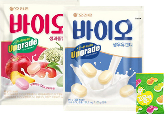 오리온 바이오 생우유 캔디 99g 바이오 생과즙 캔디 99g (사은품증정), 198g, 1세트
