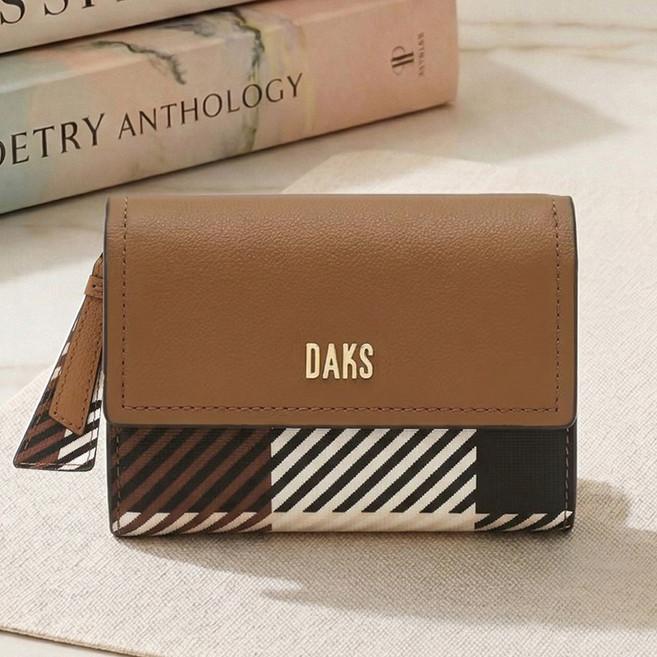 [백화점 신상정품 AS+선물포장] 닥스 브라운 체크 가죽 반지갑