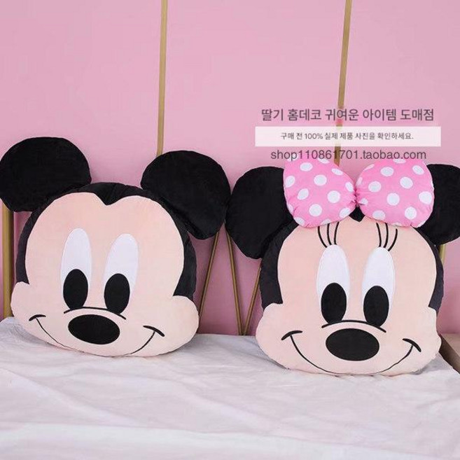 미니 미키마우스 얼굴 소파 등쿠션 커플 인형 대형베개 푹신한 인형 홍스터치, 미키