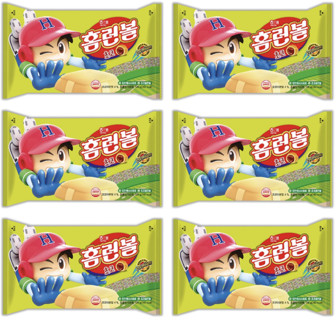 해태제과 홈런볼 초코, 128g, 6개