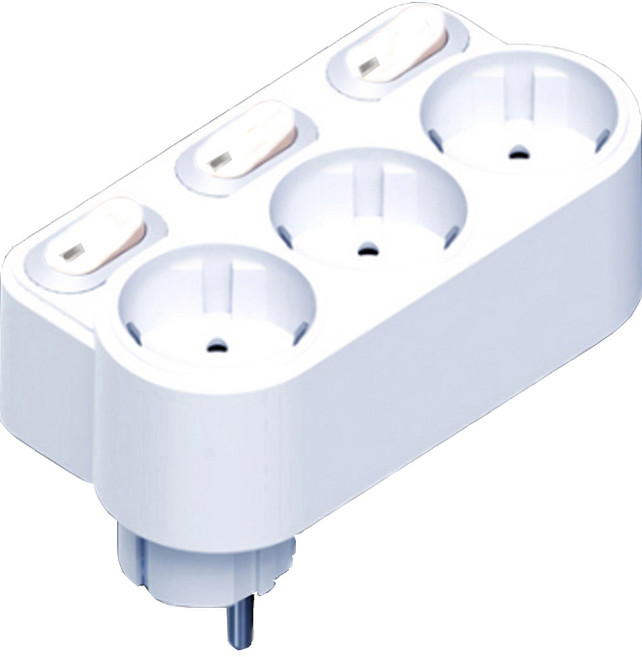 절전3구멀티탭(회전형), 8cm, 백색, 1개