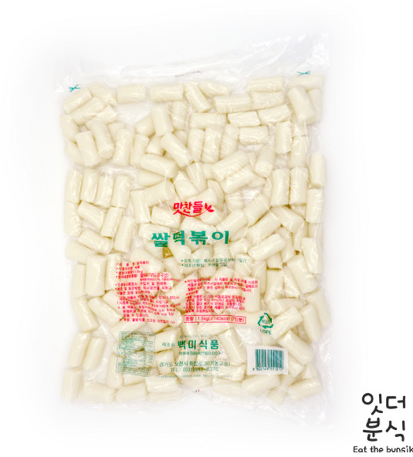 맛찬들 백미 쌀떡볶이 가래절단소 1.5kg 당일제조 말랑이떡 쌀떡 떡볶이떡 분식재료, 1개