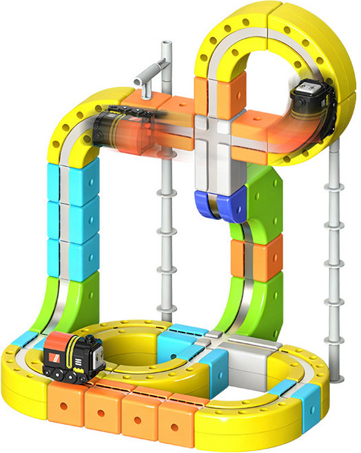 磁力車 磁吸 電動 拼裝 軌道車 DIY 積木 火車 玩具 男孩生日禮物 新年禮物 磁性拼接軌道車 聖誕禮物, 白色地鐵軌道車單購, 1個