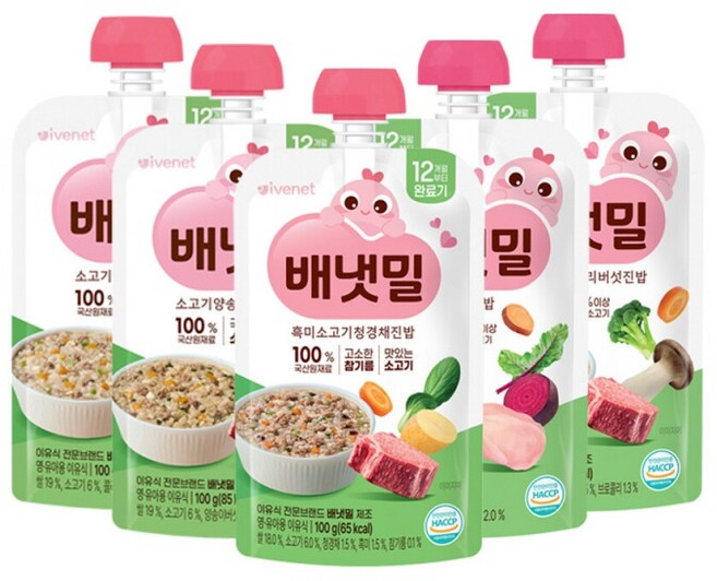 아이배냇 배냇밀 짜먹는 실온 이유식, 100g, 1개, 혼합맛(소고기/양송이/케일)