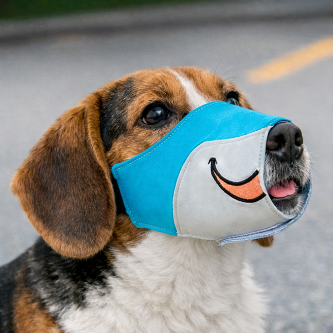 지금도착 물간식가능 숨쉬기편한 귀여운 반려견입마개 강아지입마개, 블루, M, 1개