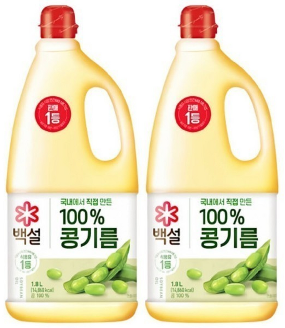 cj 백설 식용유, 2개, 1.8L
