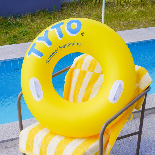 티토 대형 튜브 물놀이 성인 85cm 100cm 원형튜브, 1개, 노랑 85cm