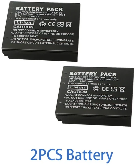 CGA-S005E DMW-BCC12 배터리 파나소닉 루믹스 LX2 후지 NP-70 DB60 카메라용 1500mAh 충전식