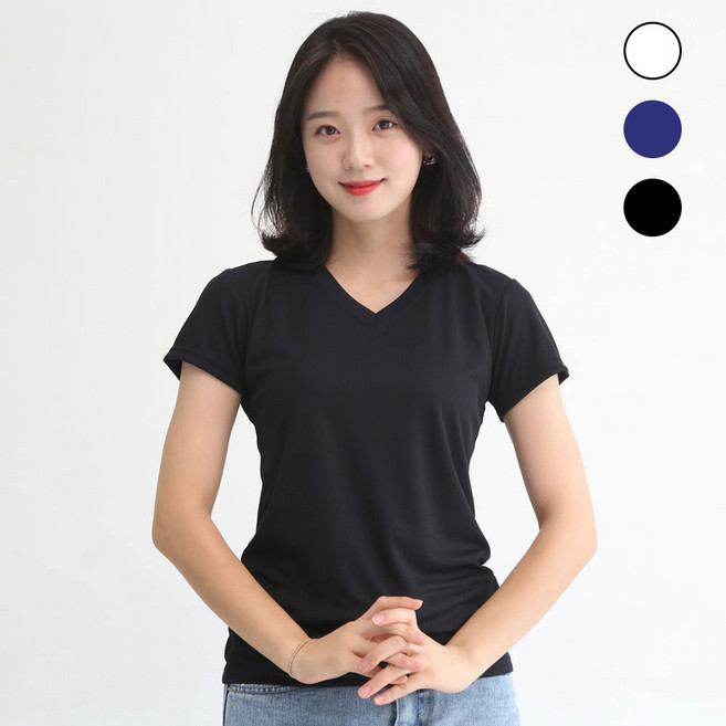 쿨링반팔 쿨론 브이넥 반팔 면티 기본티 여름 기능성 남녀공용