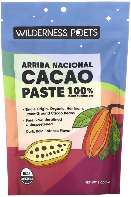 Wilderness Poets 유기농 아리바 나시오날 카카오 페이스트 다크 초콜릿 226g(8oz) Poets (윌더니스 포엣츠), Wilderness Poets, 유기농 아리바 나시오날, 1개 - 쿠팡