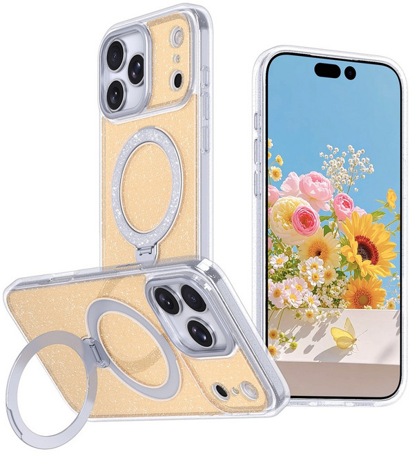 北極星 適用於 Apple iPhone 15 Pro / 17 系列 手機殼 支援 MagSafe 磁吸與 360° 旋轉支架 閃粉設計