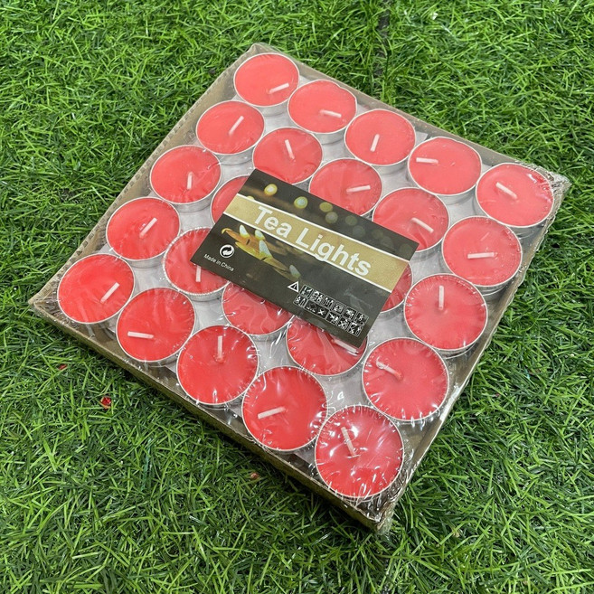 圓形小蠟燭 無煙蠟燭, 1個, 紅色(50入/盤)