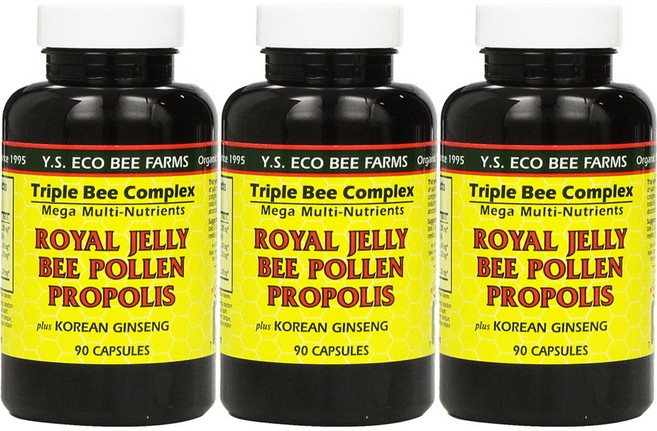 YS ECO BEE FARMS 와이에스 에코 비 팜 로얄젤리 비 롤렌 프로폴리스 90캡슐 3팩, 3개, 90정