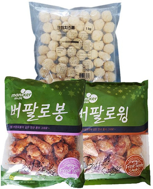 마니커에프엔지 버팔로봉1kg+버팔로윙1kg+크림치즈볼1kg, 1개