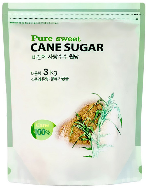 비정제 사탕수수 원당, 3kg, 6개