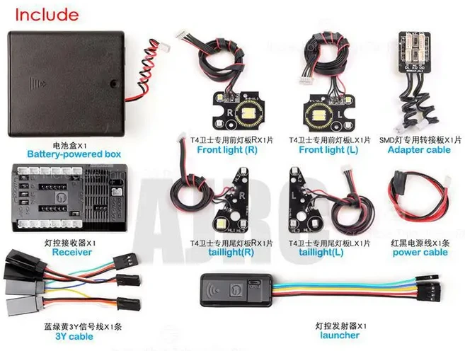Trx-4 Defender 무선 Bluetooth 연결 헤드라이트/주간 주행등/방향 지시등/후진용 업그레이드 세트, 01 Black