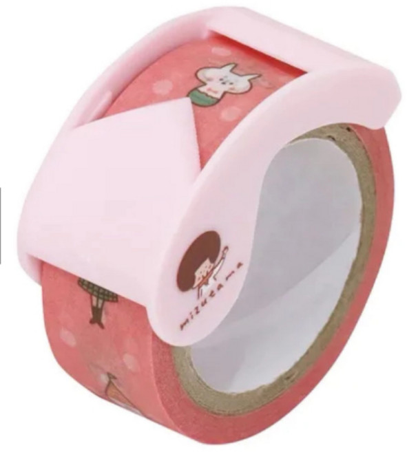 Kutsuwa Ribbonbon x mizutama 紙膠帶切割器 15mm, 1個, A粉/三角緞帶