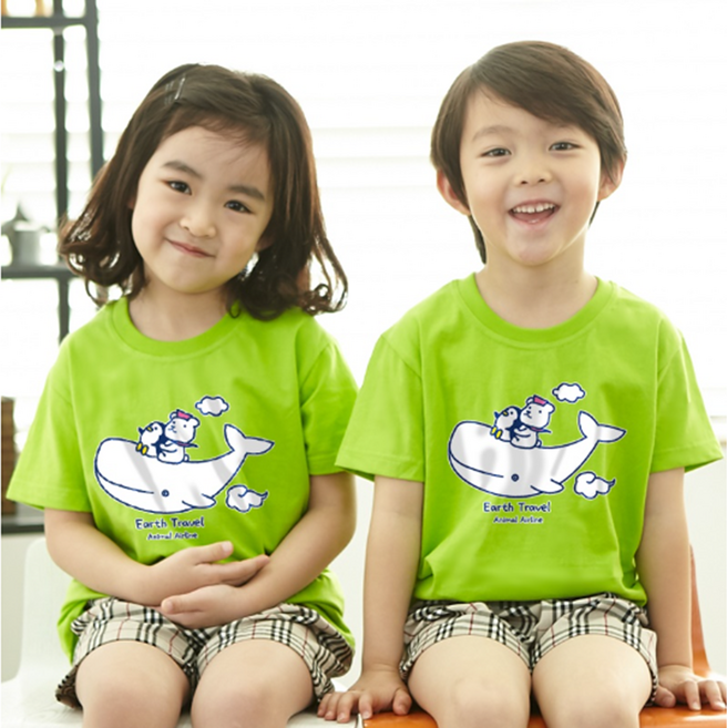 단체티/아트티셔츠 하늘고래항공사 (9색 아동성인) 국내산순면 여름성경학교 어린이집원복 반티